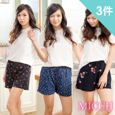 【MICCH】 涼夏輕薄透氣 嫘縈棉柔 MIT休閒短褲L碼(三件組)